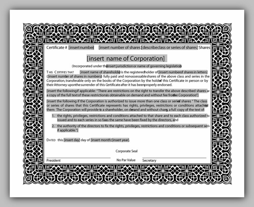 share certificate template 37