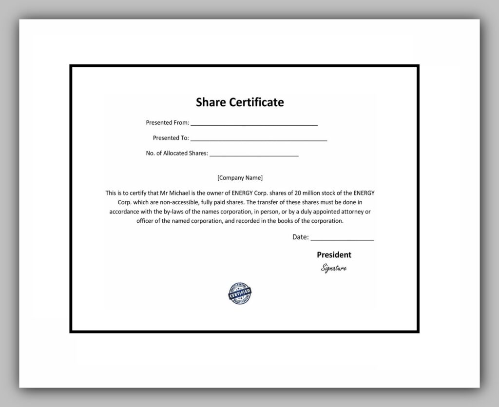 Share Certificate