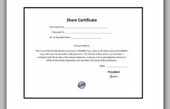 share certificate template 38