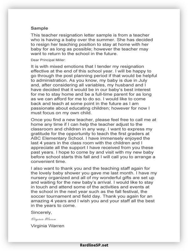 Teacher Resignation Letter Template 29