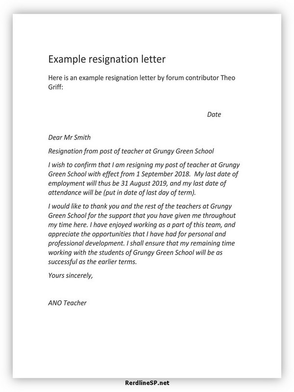 Teacher Resignation Letter Template 30