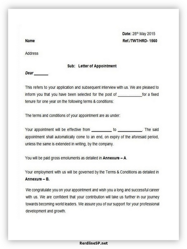 Appointment Letter Template 01