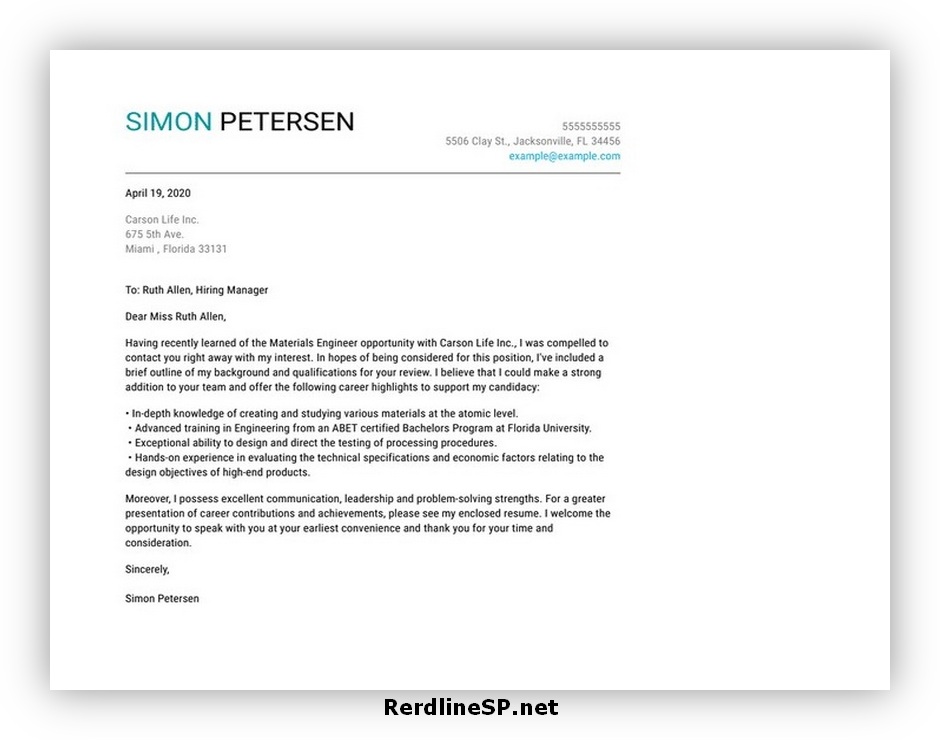 Email Cover Letter Format 02