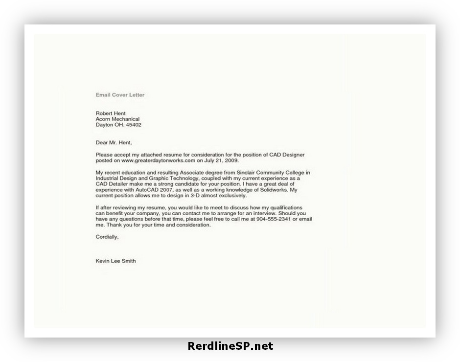 Email Cover Letter Format 05