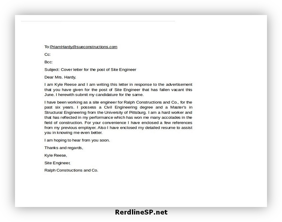 Email Cover Letter Format 06