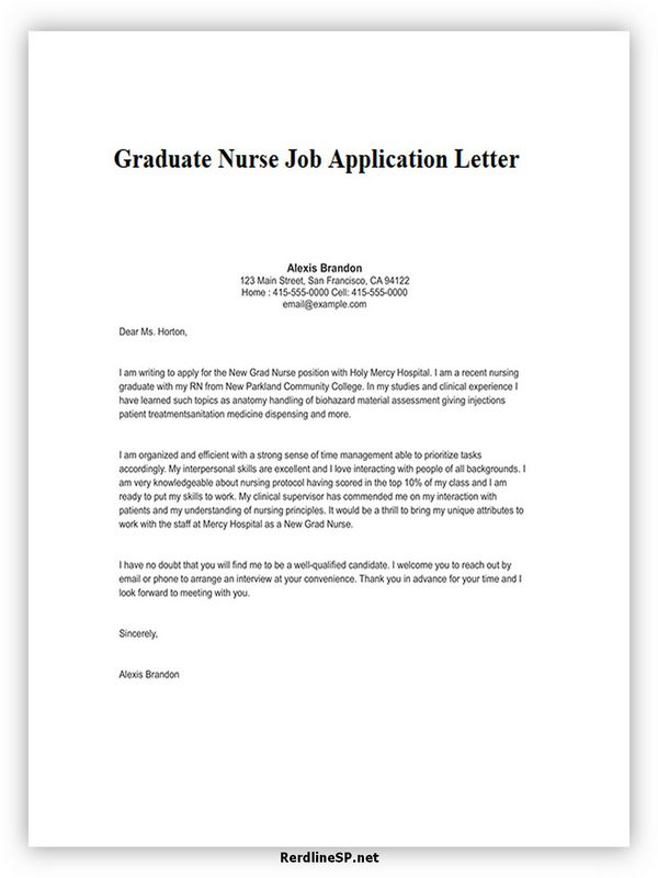 Graduate Nurse Job Application Letter