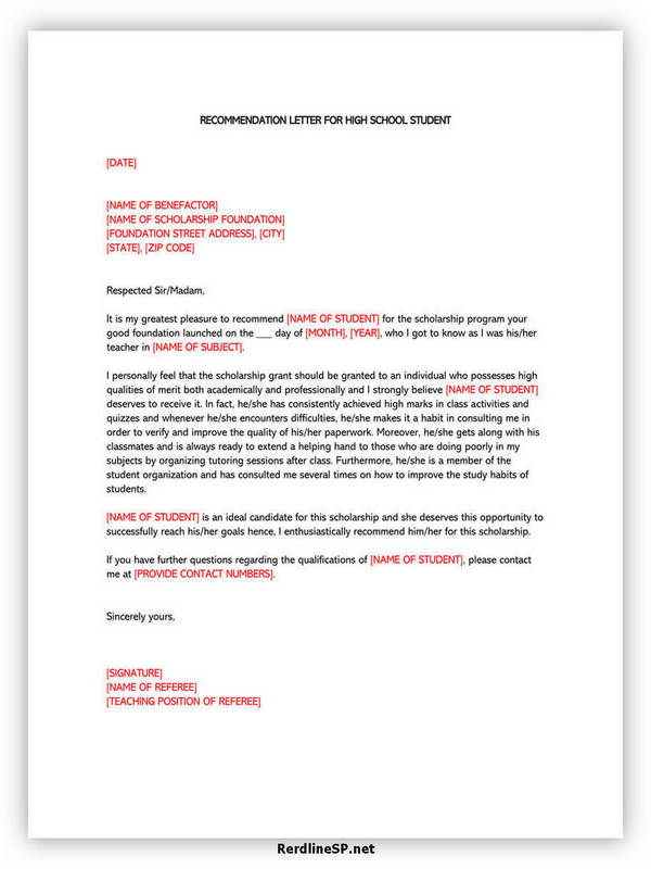 High School Recommendation Letter 03