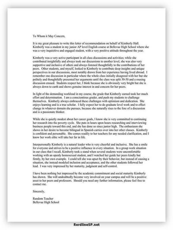 High School Recommendation Letter 04 High School Recommendation Letter 04