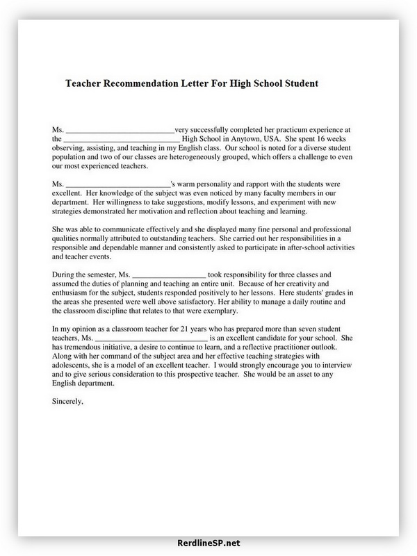 High School Recommendation Letter 10