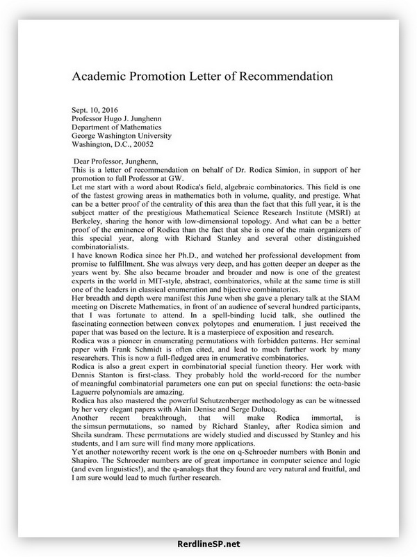 Academic Promotion Recommendation Letter 01