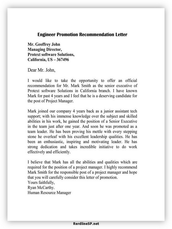 Engineer Promotion Recommendation Letter 03 Engineer Promotion Recommendation Letter 03