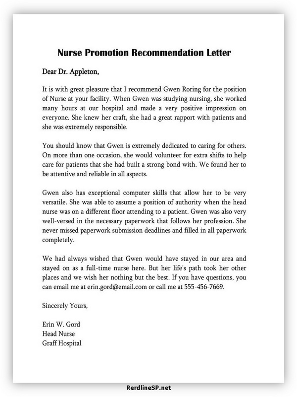 Nurse Promotion Recommendation Letter 05