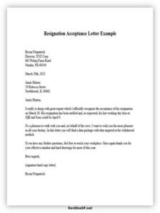 acceptance letter for resignation