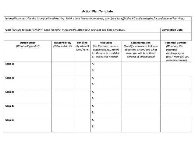 Action Plan Template 31