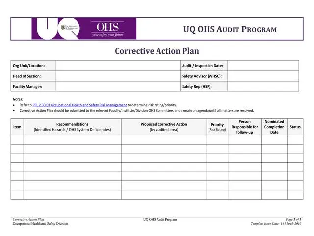 Corrective Action Plan Template Action Plan Template 45