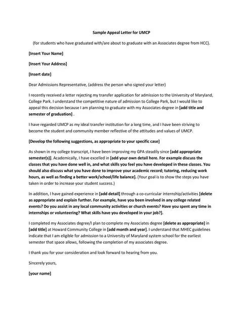 Appeal Letter Template 09