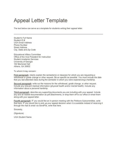 Appeal Letter Template 20
