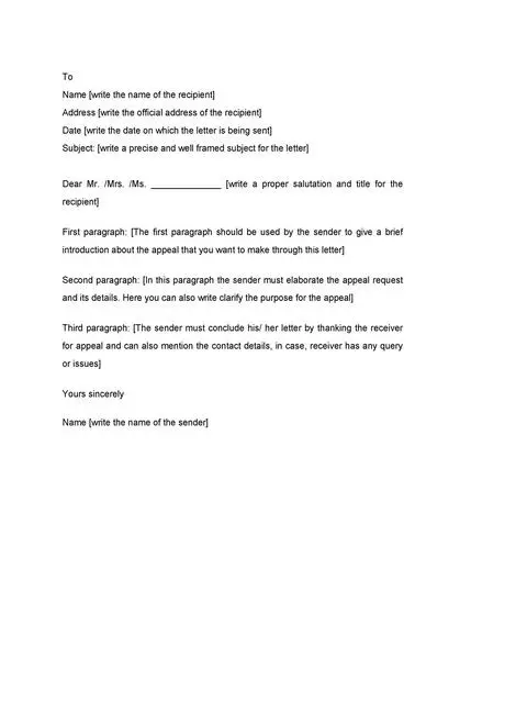 Appeal Letter Template 24