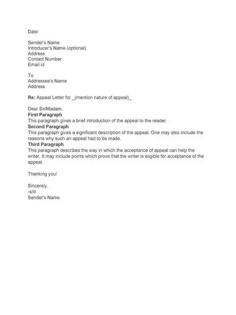 Appeal Letter Template 28