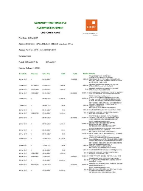 Bank Statement Template 07