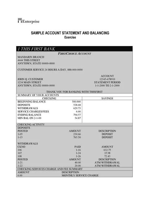 Bank Statement Template 12
