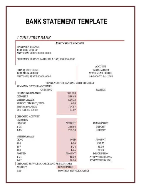 Bank Statement Template 16