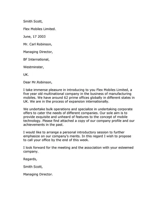 Business Introduction Letter 10