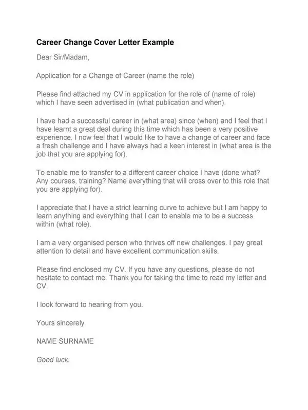 Career Change Cover Letter 14