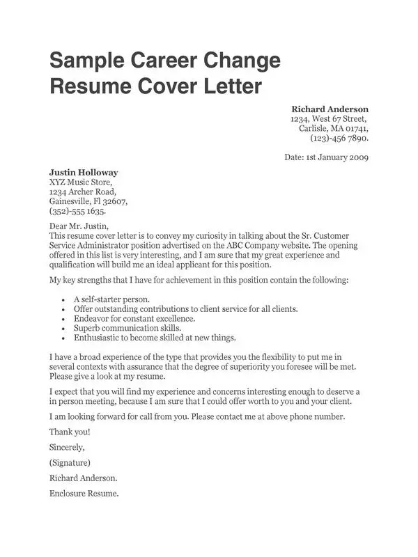 Career Change Cover Letter 18