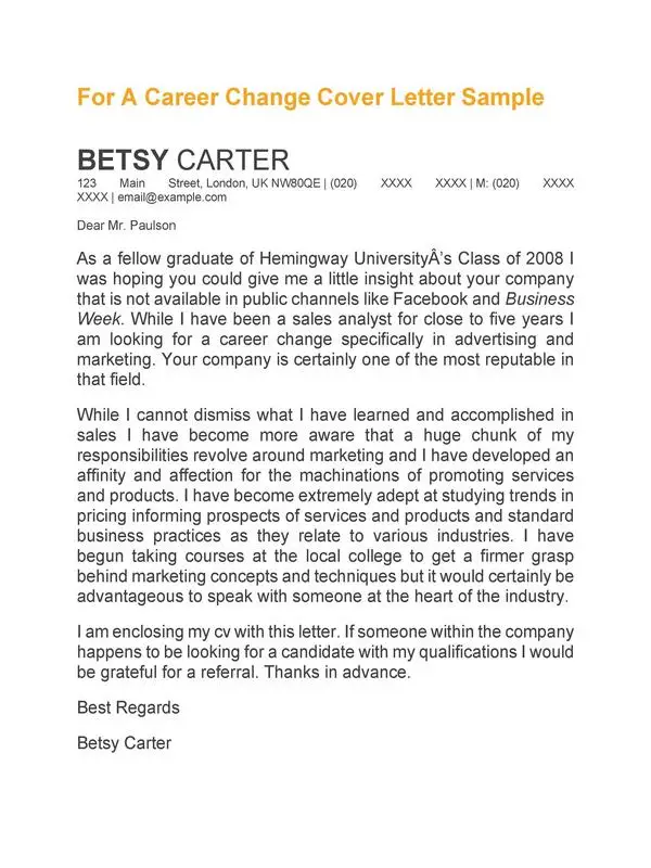 Career Change Cover Letter 33