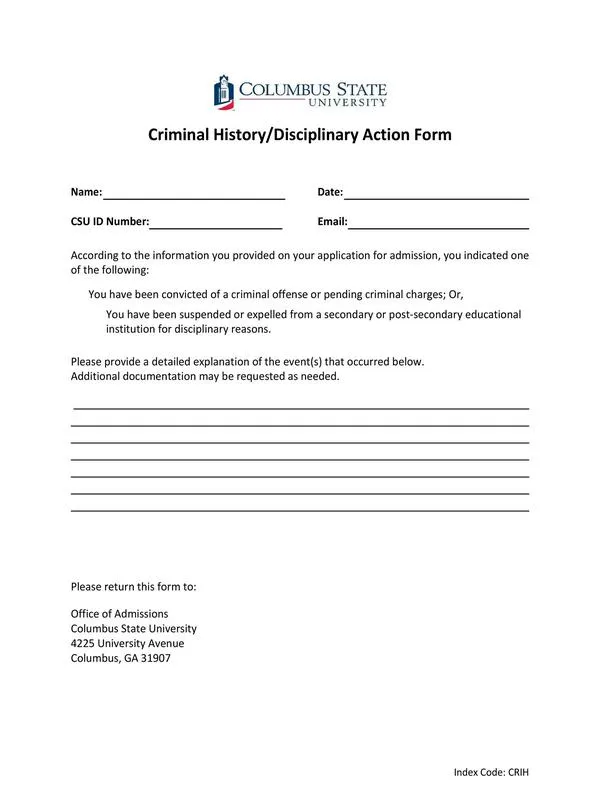 Disciplinary Action Form 10