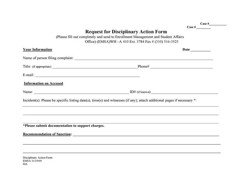Disciplinary Action Form 29