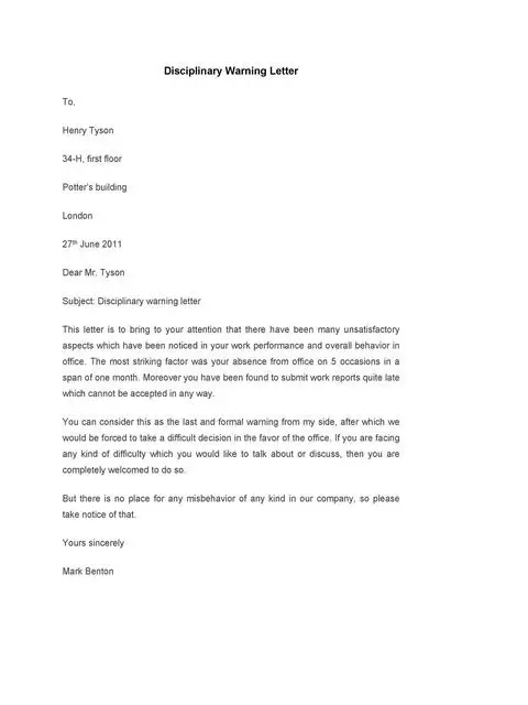 Employee Warning Letter 06