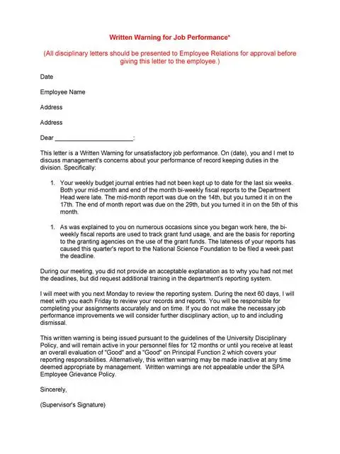 Employee Warning Letter 20