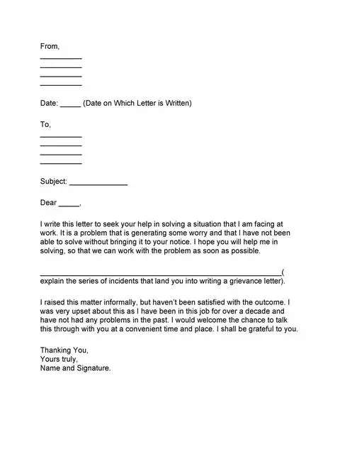 Grievance Letter Example 05