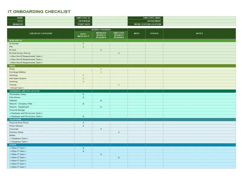 IT Onboarding Checklist Template