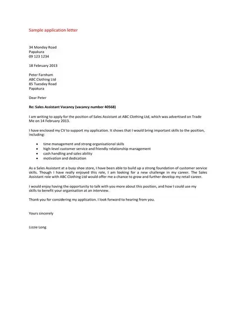 Letter Of Application Template 02
