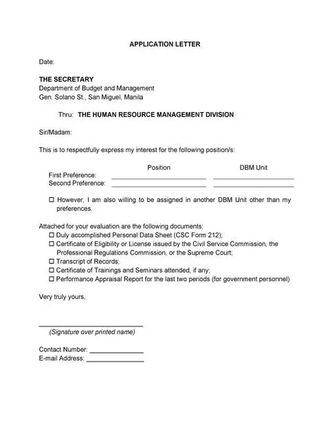 Letter Of Application Template 37