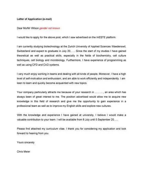 Letter Of Application Template 41