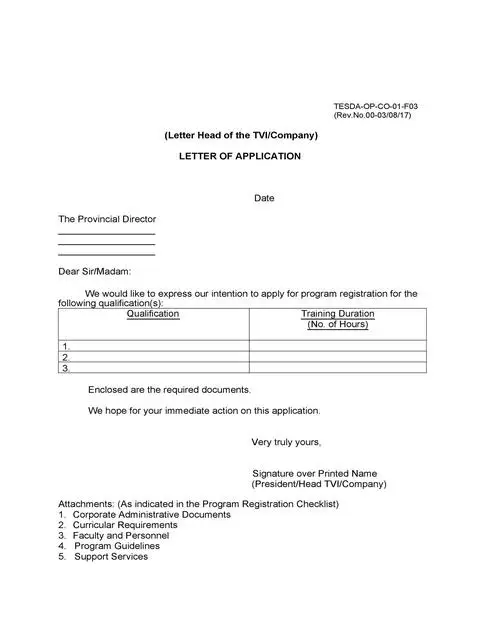 Letter Of Application Template 48