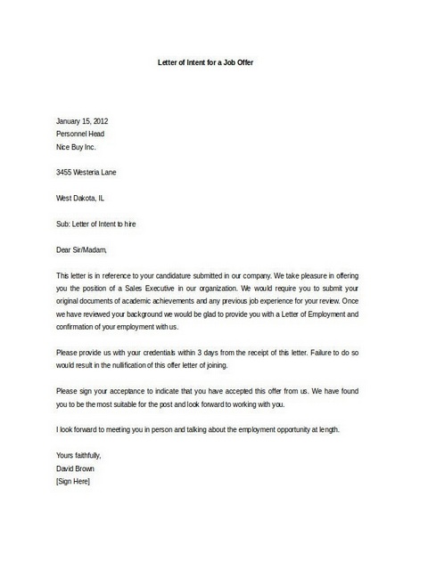 Letter Of Intent For A Job 04 Letter Of Intent For A Job 04