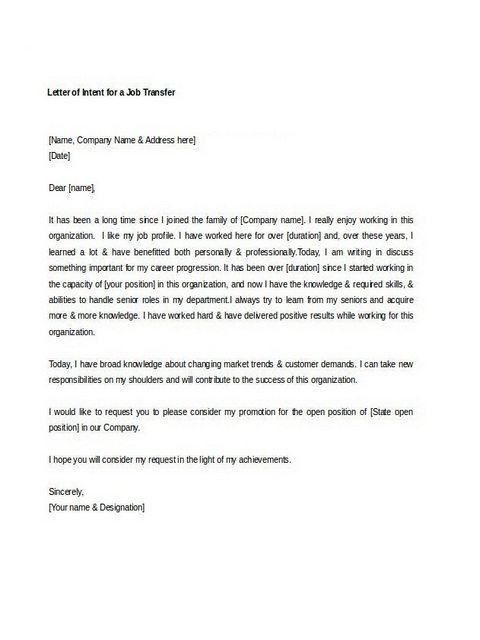 Letter Of Intent For A Job 06 Letter Of Intent For A Job 06