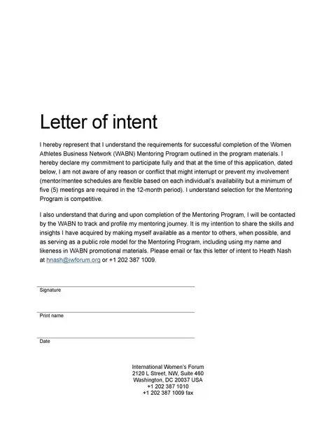 Letter of Intent Example 12