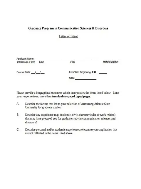 Letter of Intent Graduate School 07 Letter of Intent Graduate School 07