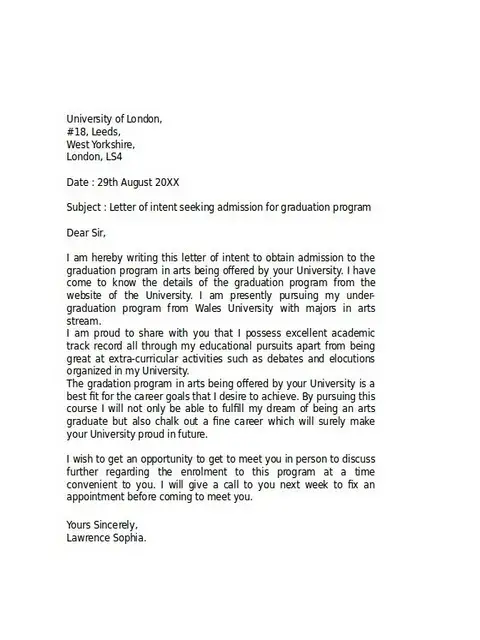Letter of Intent Graduate School 08