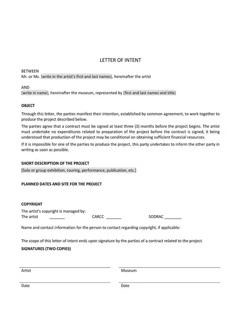 Letter of Intent Template 26