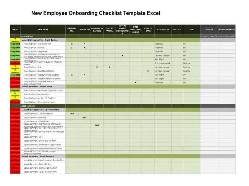 New Employee Onboarding Checklist Template Excel