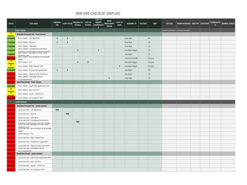 New Hire Onboarding Checklist Template