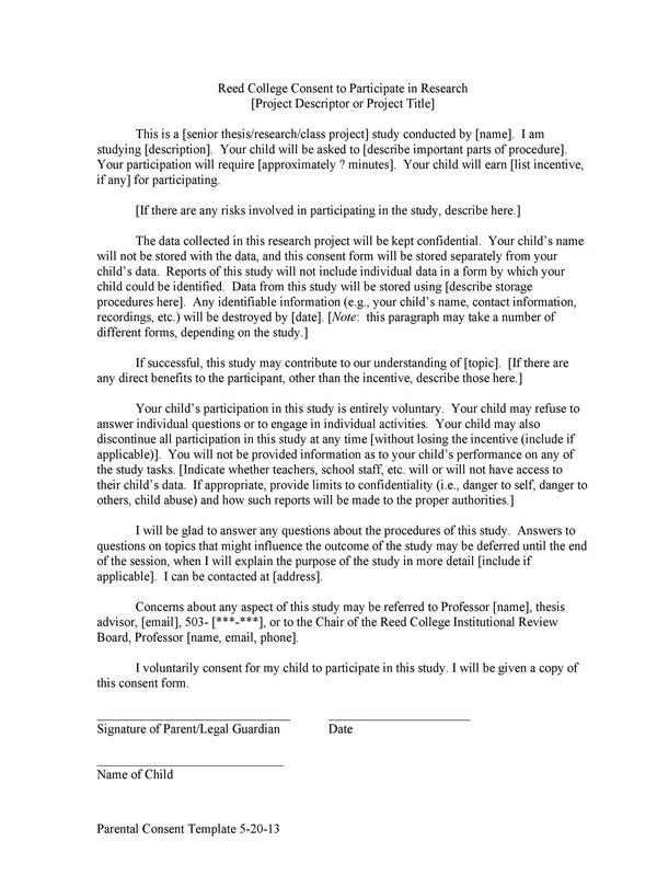 Parental Consent Form Template 08