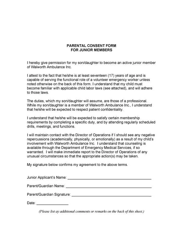 Parental Consent Form Template 13